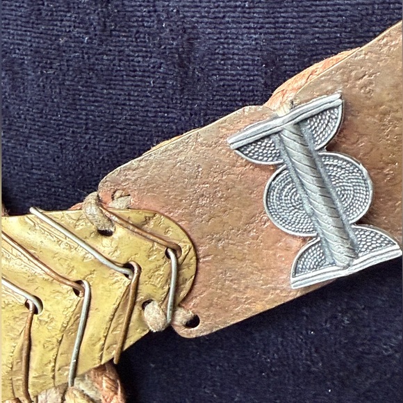 Baer,SF artisan belt 4 color woven braided jute, copper, brass, silvertone metal - Picture 8 of 14